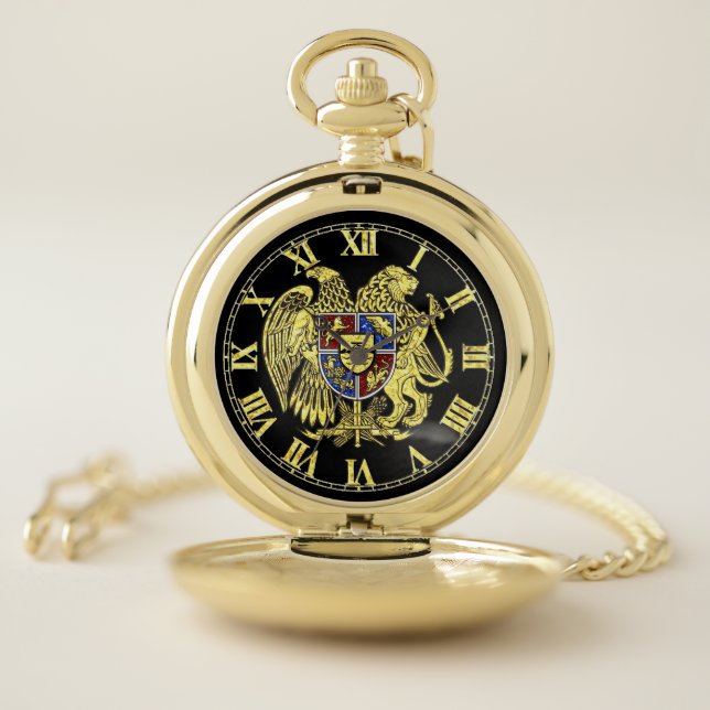 Coat of arms of Armenia Gold  Pocket Watch (Inside)