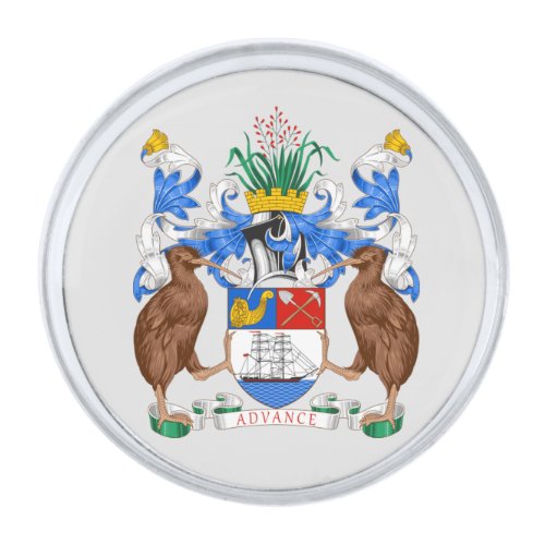 Coat of Arms of Auckland NZ Silver Finish Lapel Pin