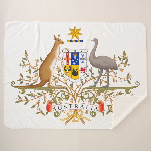 Coat of Arms of Australia Sherpa Blanket (Front (Horizontal))