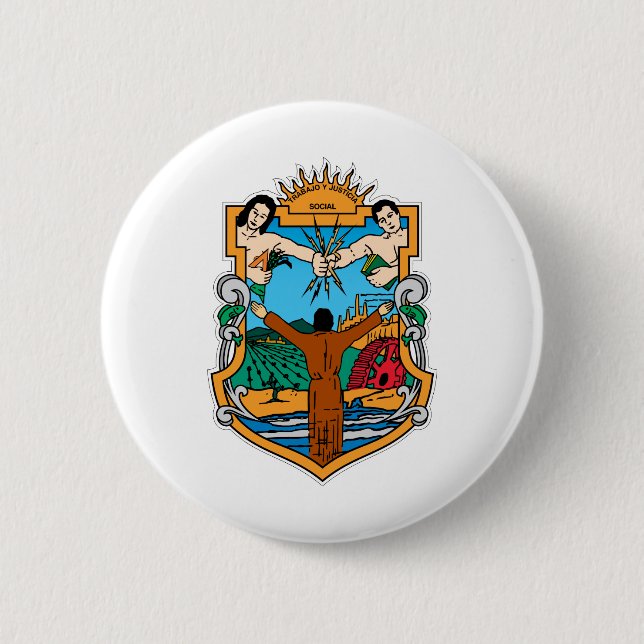 Coat of Arms of Baja California Mexico Official Button (Front)