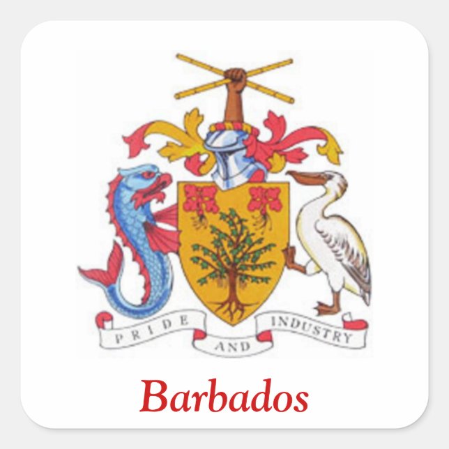 Coat of arms of Barbados Square Sticker (Front)