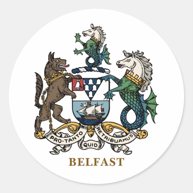Coat of Arms of Belfast Classic Round Sticker (Front)