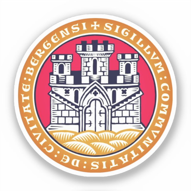 Coat of Arms of Bergen, Norway Sticker (Front)