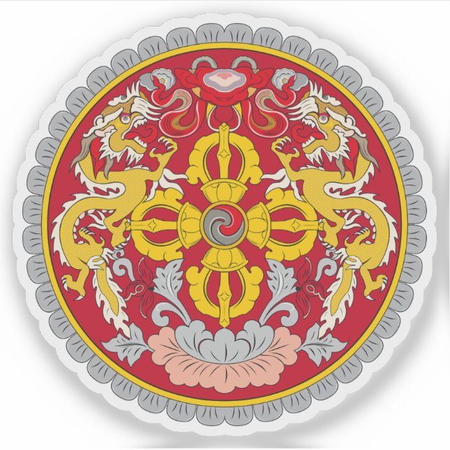 Coat of arms of Bhutan  Sticker (Front)