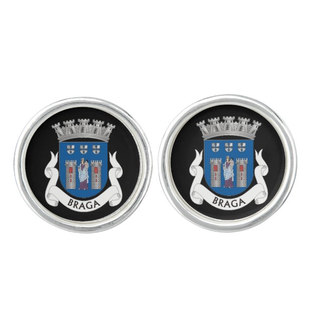 Coat of Arms of Braga, Portugal Cufflinks (Front)