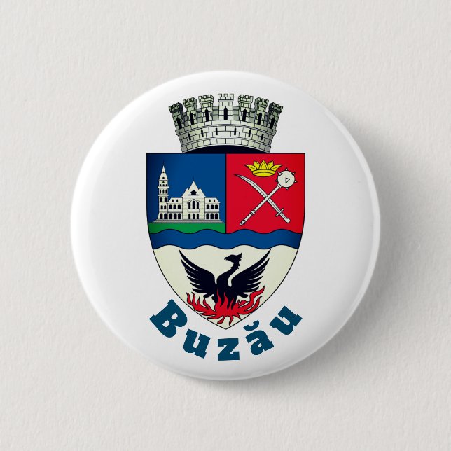 Coat of Arms of Buzău, Romania Button (Front)