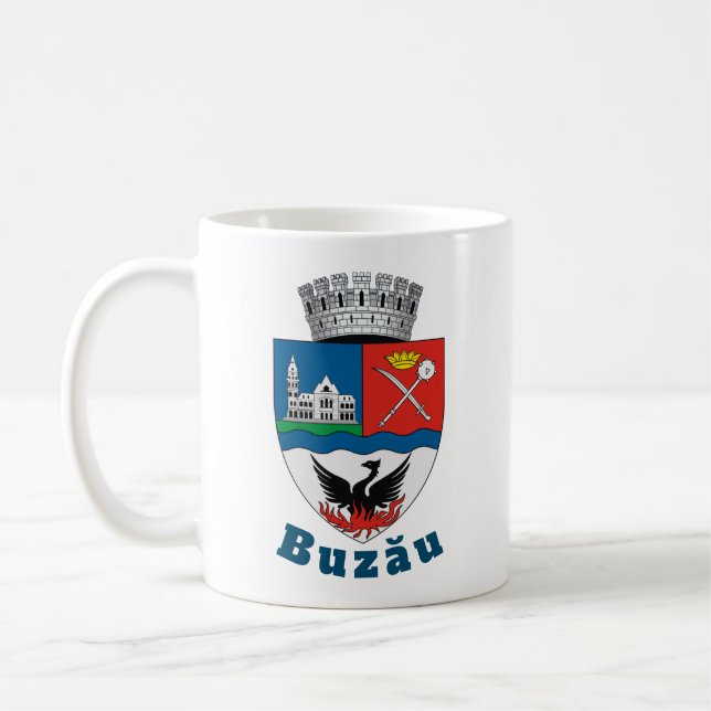Coat of Arms of Buzău, Romania Coffee Mug (Left)