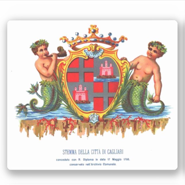 Coat of Arms of Cagliari, Sardinia Button Sticker (Front)