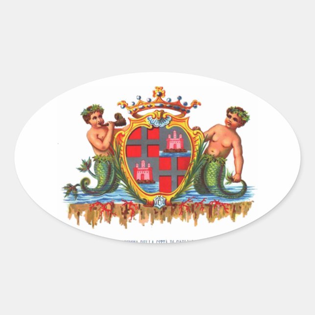Coat of Arms of Cagliari, Sardinia Oval Sticker (Front)