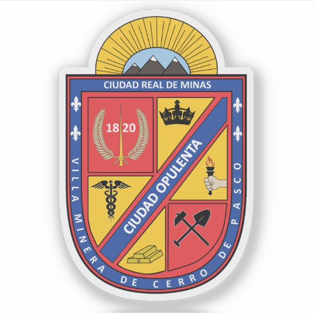 Coat of arms of Cerro de Pasco, Peru Sticker (Front)