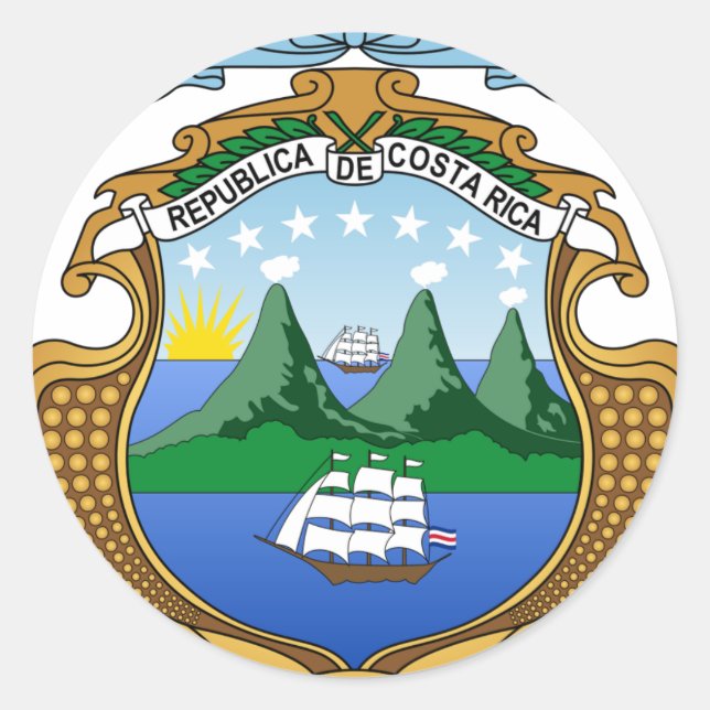 Coat of arms of Costa Rica - Escudo de Costa Rica Classic Round Sticker (Front)