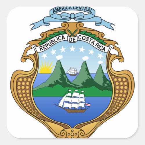 Coat of arms of Costa Rica _ Escudo de Costa Rica Square Sticker