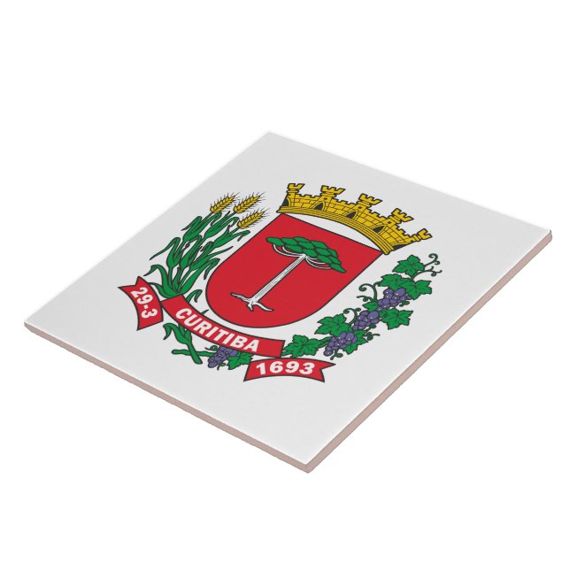 Coat of Arms of Curitiba, Brazil Ceramic Tile (Side)