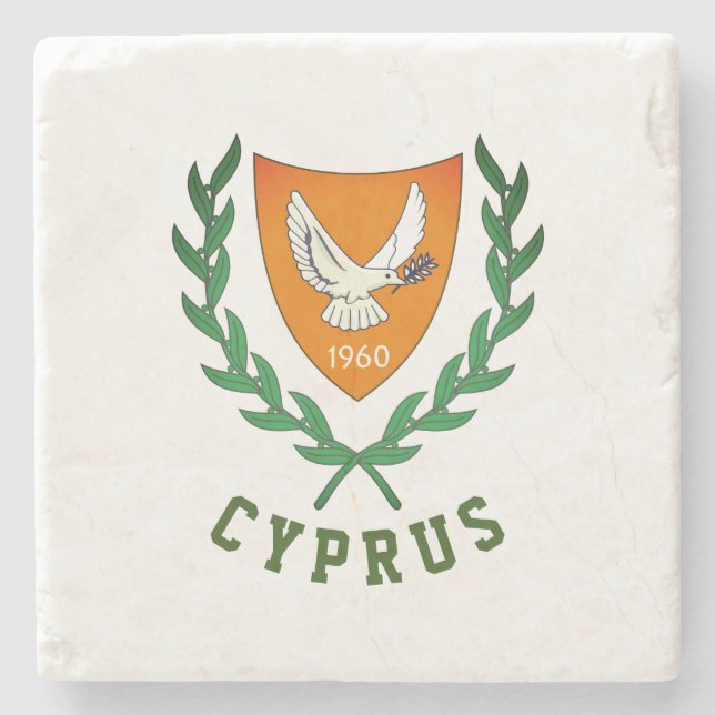 Coat of Arms of CYPRUS Stone Coaster (Front)