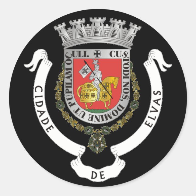 Coat of Arms of Elvas, Portugal Classic Round Sticker (Front)