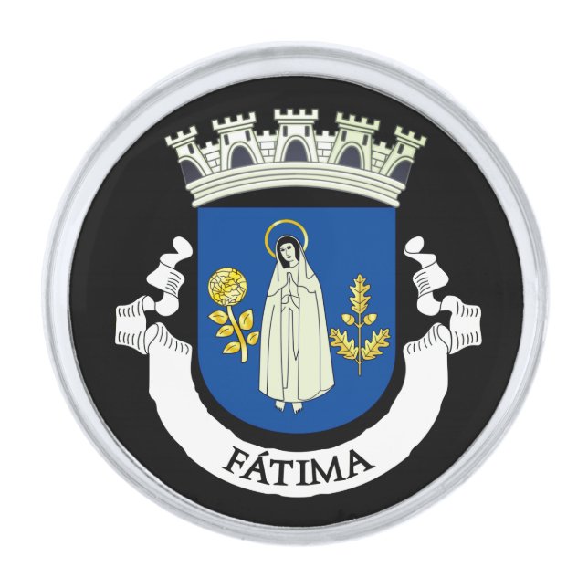 Coat of Arms of Fátima, Portugal Silver Finish Lapel Pin (Front)