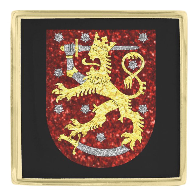 Coat of arms of Finland Gold Finish Lapel Pin (Front)