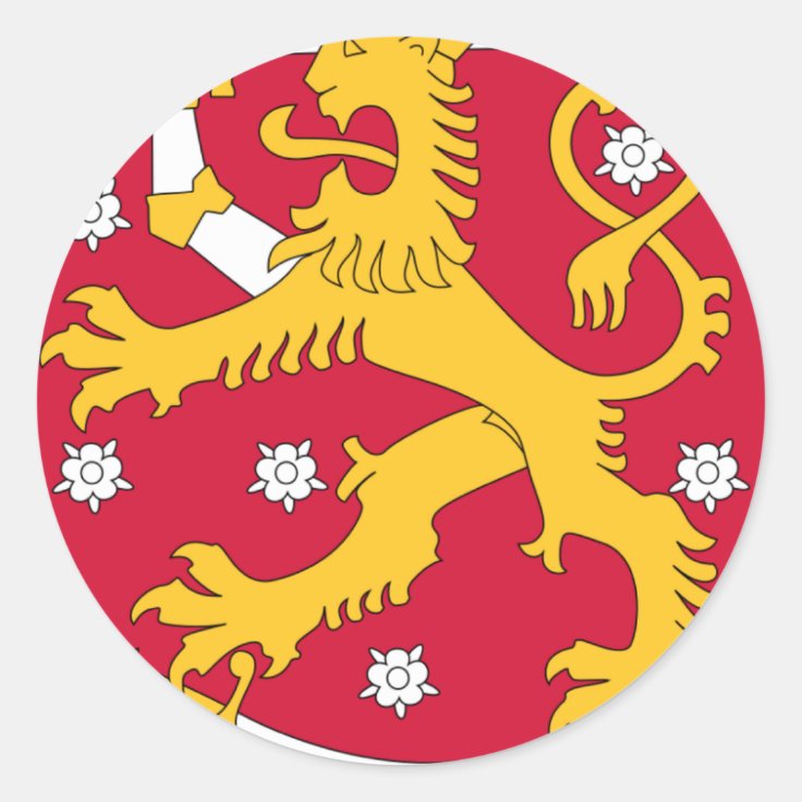 coat-of-arms-of-finland-suomen-vaakuna-classic-round-sticker-zazzle
