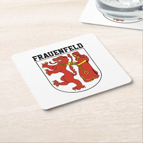 Coat of Arms of Frauenfeld Switzerland Square Paper Coaster