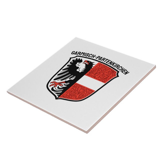 Coat of Arms of Garmisch-Partenkirchen, Germany Ceramic Tile (Side)