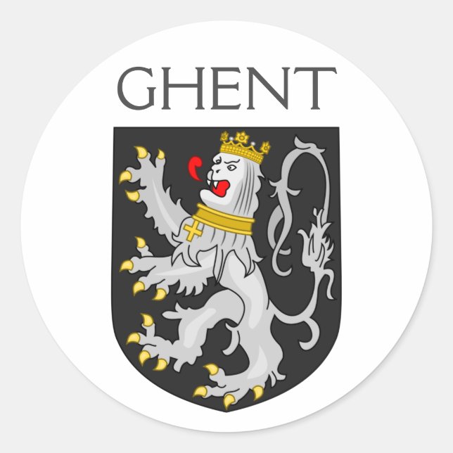 Coat of Arms of Ghent, Belgium Classic Round Sticker (Front)