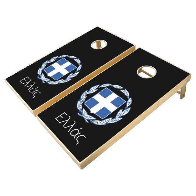 Coat of arms of Greece Cornhole Set (Angled)