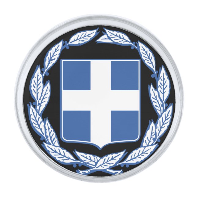 Coat of arms of Greece Silver Finish Lapel Pin (Front)