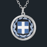 Coat of arms of Greece Silver Plated Necklace<br><div class="desc">Coat of arms of Greece.</div>