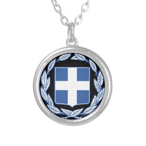 Coat of arms of Greece Silver Plated Necklace