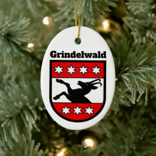 Coat of Arms of Grindelwald, Switzerland Ceramic Ornament
