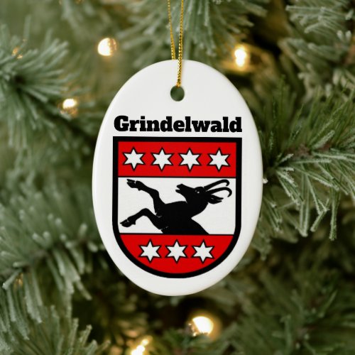 Coat of Arms of Grindelwald Switzerland Ceramic Ornament