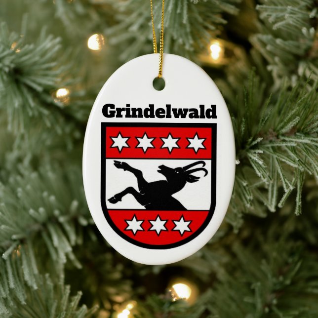 Coat of Arms of Grindelwald, Switzerland Ceramic Ornament (Tree)