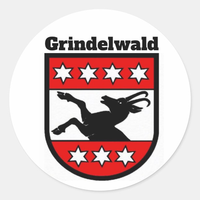 Coat of Arms of Grindelwald, Switzerland Classic Round Sticker (Front)
