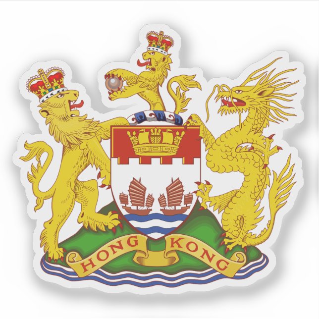 Coat of arms of Hong Kong (1959-1997) Sticker (Front)