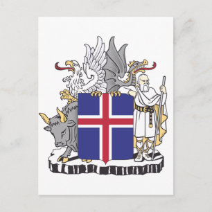 Coat of Arms of Iceland Mythical Guardians Art Holiday Postcard