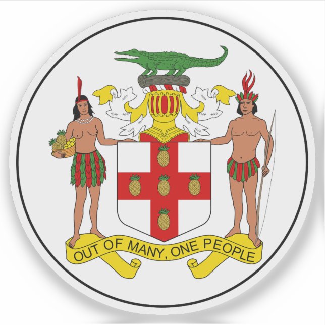 Coat of arms of Jamaica (1962) Sticker (Front)
