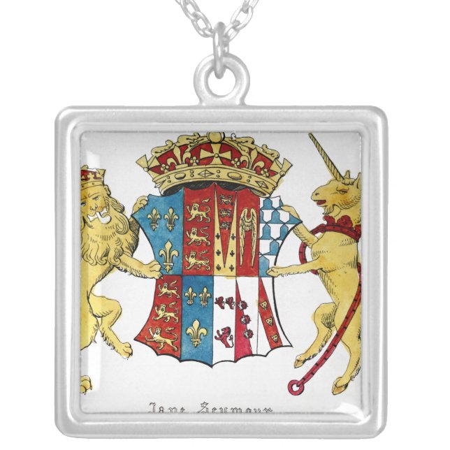 Coat of Arms of Jane Seymour Silver Plated Necklace (Front)