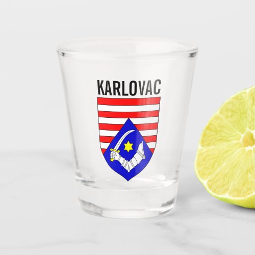 Coat of Arms of Karlovac County Croatia Shot Glass