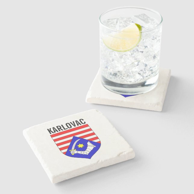 Coat of Arms of Karlovac County, Croatia Stone Coaster (Side)