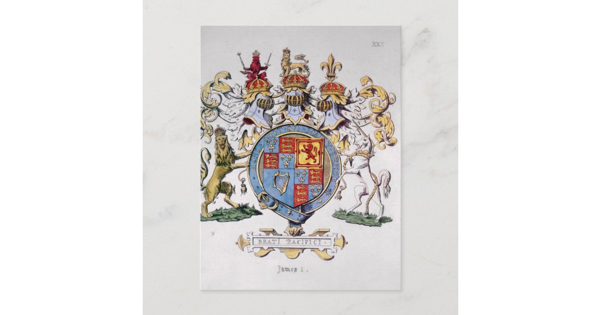 Coat of Arms of King James I of England Postcard Zazzle