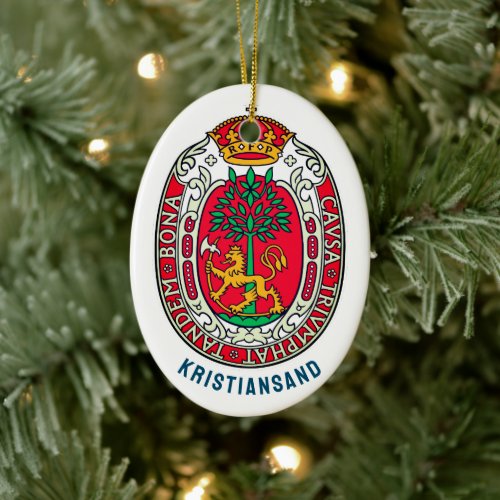 Coat of Arms of Kristiansand NORWAY Ceramic Ornament