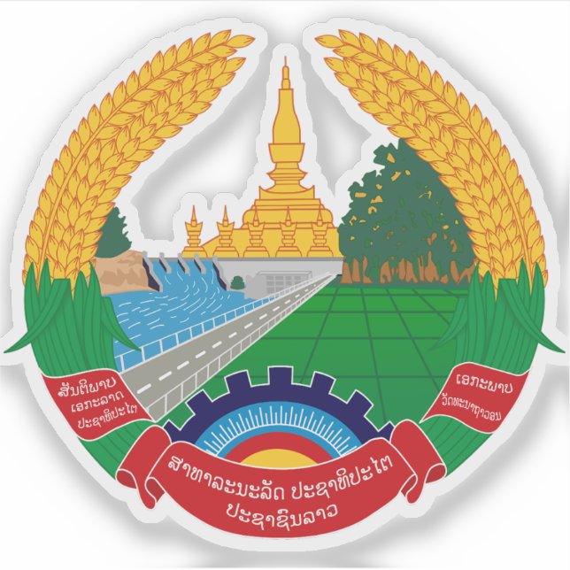 Coat of arms of Laos  Sticker (Front)