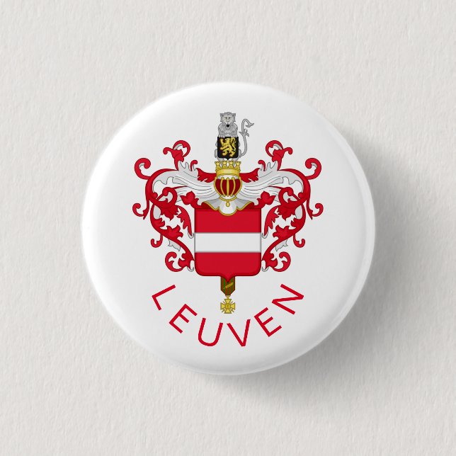 Coat of Arms of Leuven, Belgium Button (Front)
