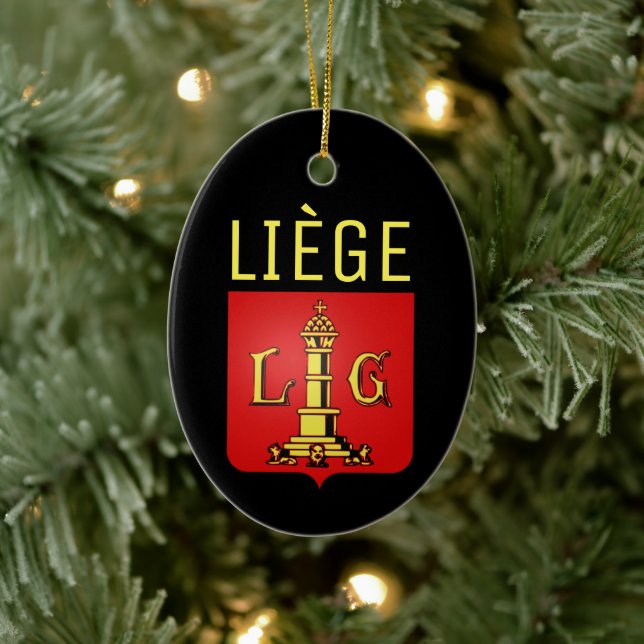 Coat of Arms of Liège, Belgium Ceramic Ornament (Tree)