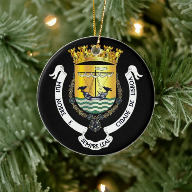 Coat of Arms of Lisbon, Portugal Ceramic Ornament (Tree)