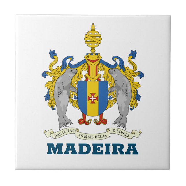Coat of Arms of Madeira, Portugal Ceramic Tile (Front)