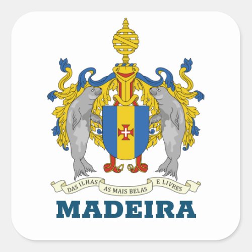 Coat of Arms of Madeira Portugal Square Sticker