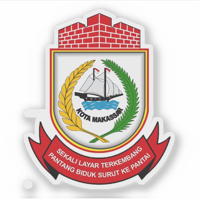 Coat of arms of Makassar, Indonesia Sticker (Front)