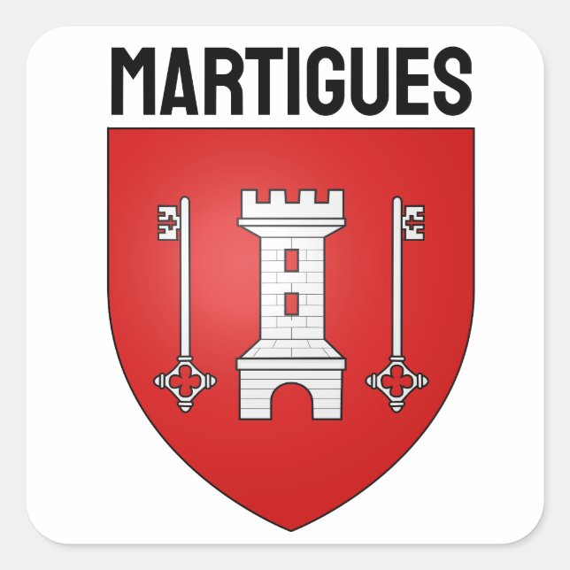 Coat of Arms of Martigues, France Square Sticker (Front)