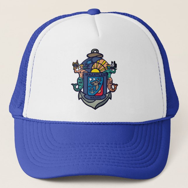 Coat of Arms of Mazatlán, Sinaloa (MX) Trucker Hat (Front)